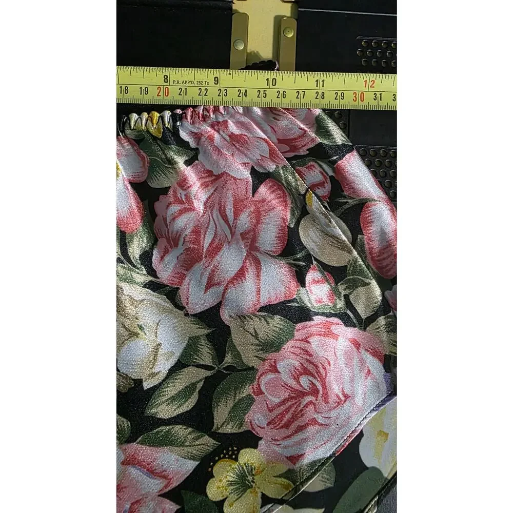 Vintage Victoria's Secret Gold‎ Label satin floral high-cut shorts Size S
